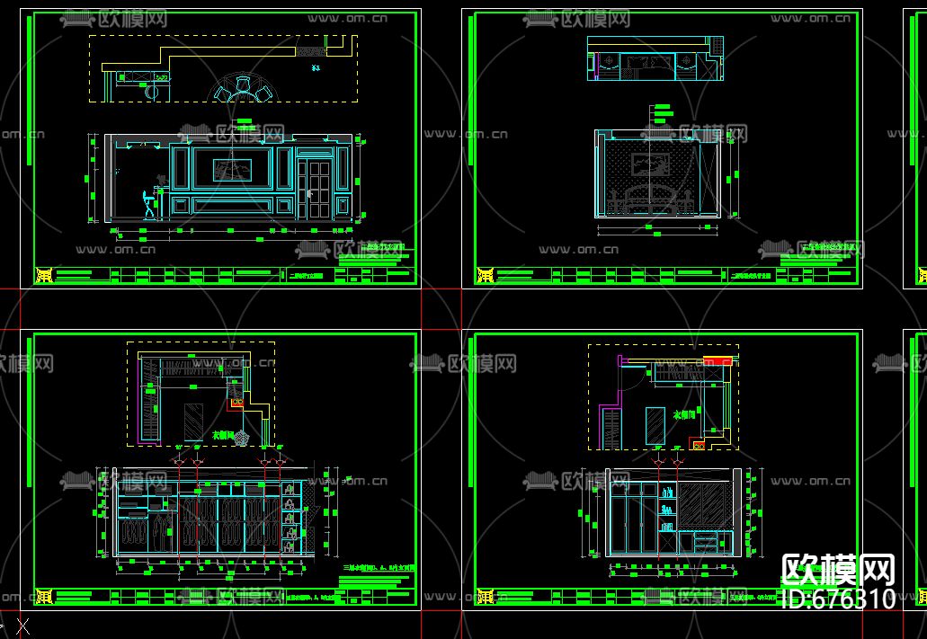 锦绣庄园新古典客餐厅卧室CAD施工图下载（渲染图2）