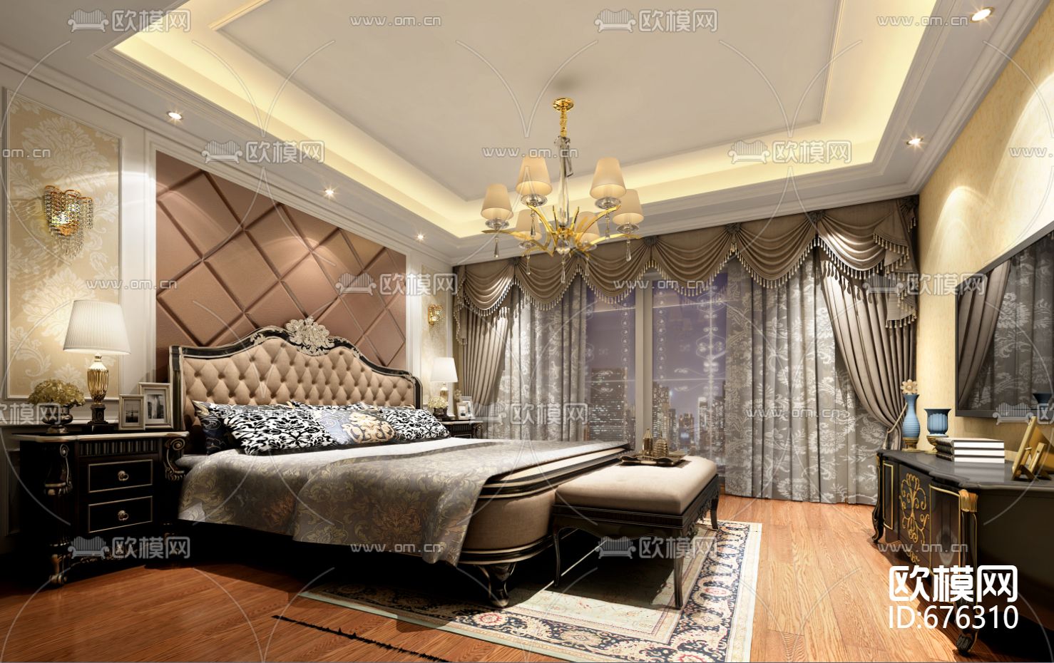 锦绣庄园新古典客餐厅卧室CAD施工图下载（渲染图9）