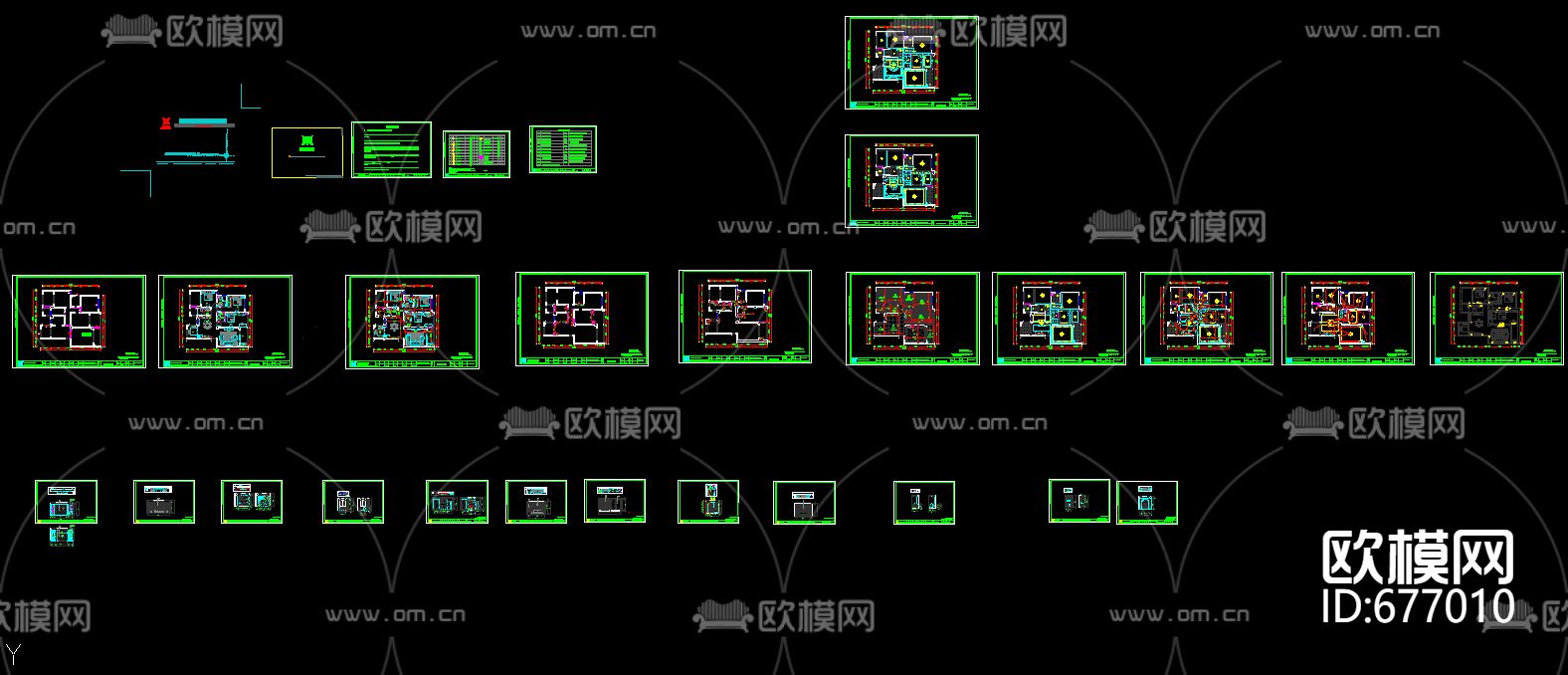 金色港湾现代客餐厅卧室CAD施工图下载（渲染图2）