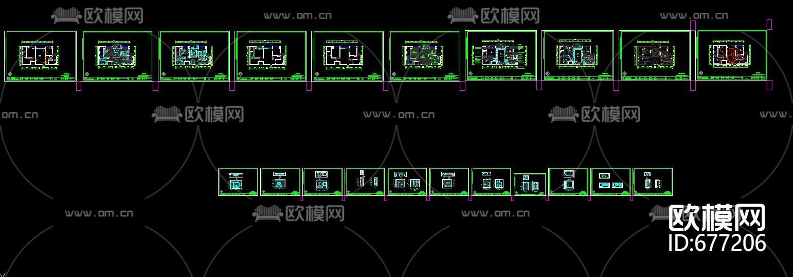碧桂园现代客餐厅卧室CAD施工图下载（渲染图3）