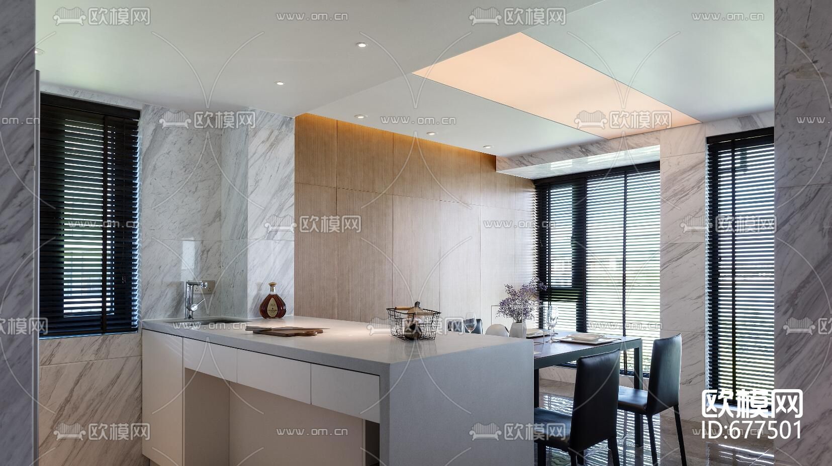 香滨水岸现代客餐厅全套CAD施工图下载（渲染图4）