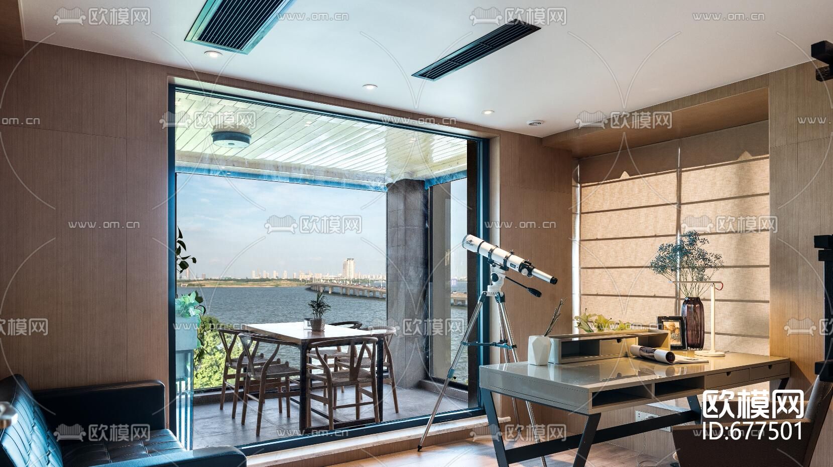 香滨水岸现代客餐厅全套CAD施工图下载（渲染图5）