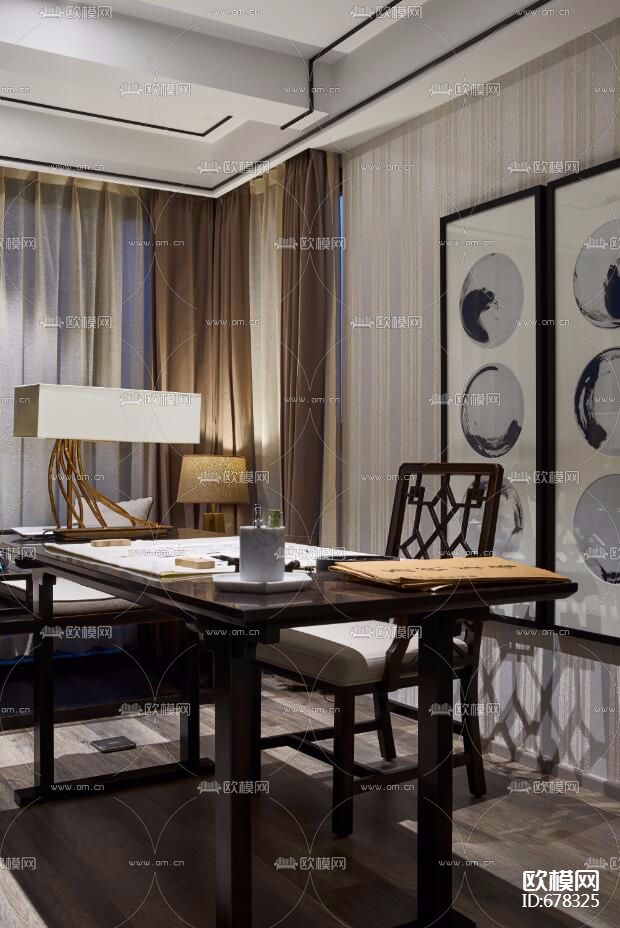 中式--新昌城 CAD施工图全套+实景图下载（渲染图2）