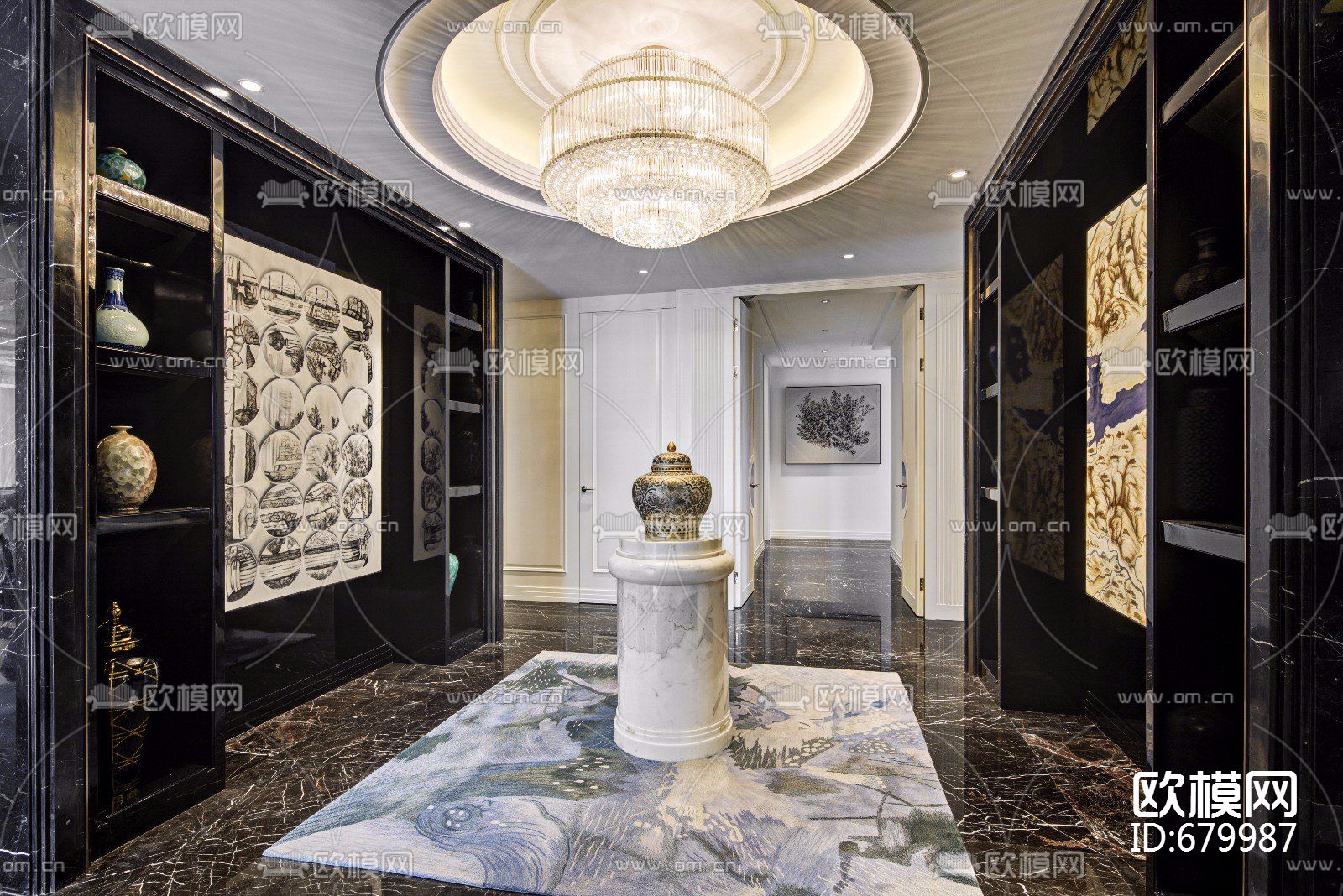 新力洲悦样板房CAD全套施工图+实景图下载（渲染图6）