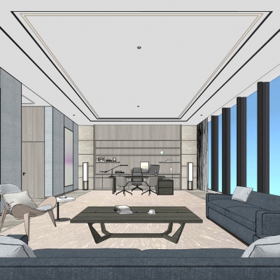  现代总经理办公室su模型 