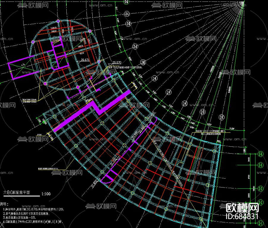 现代小区景观绿化cad施工图下载（渲染图4）