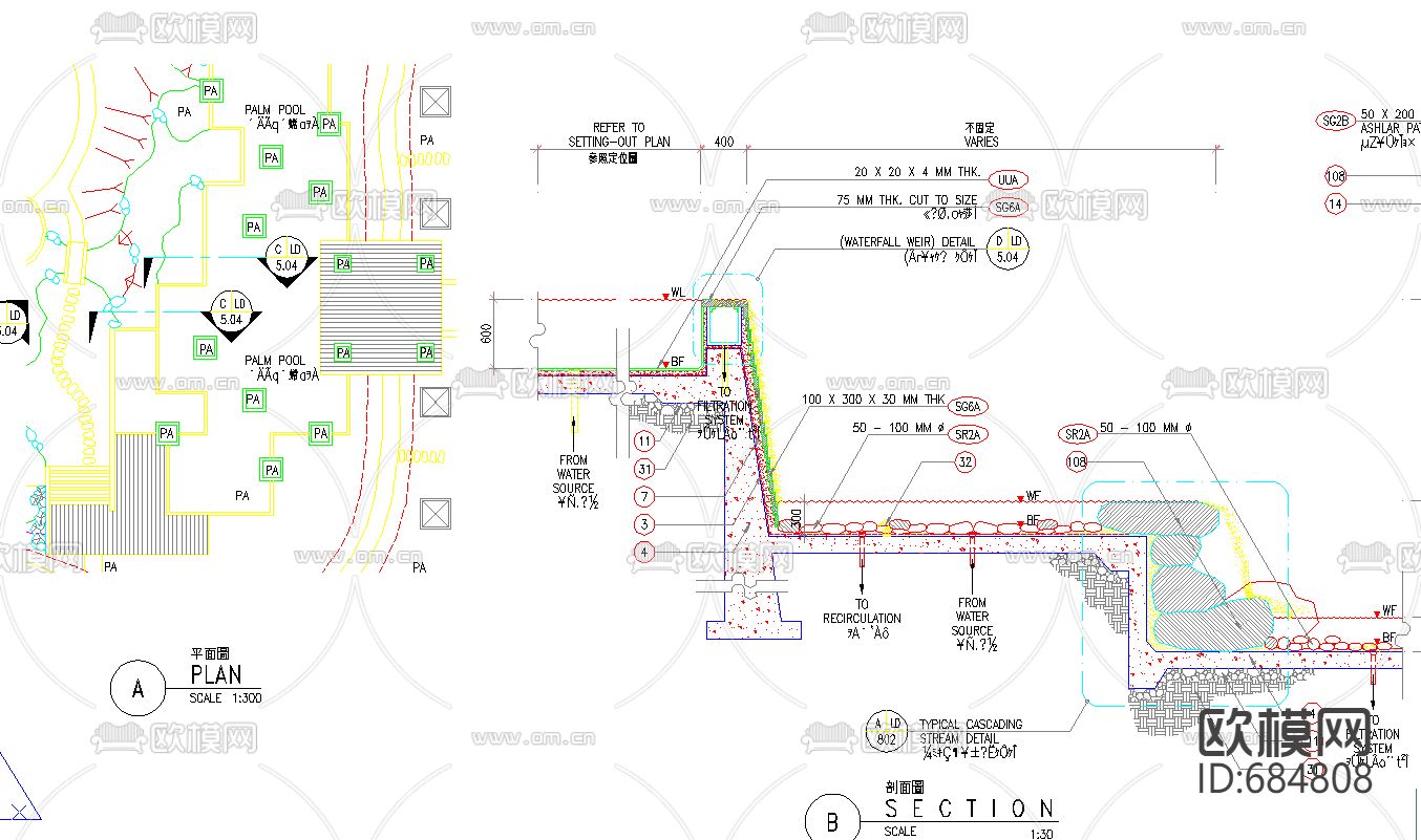 现代小区景观设计cad施工图下载（渲染图4）