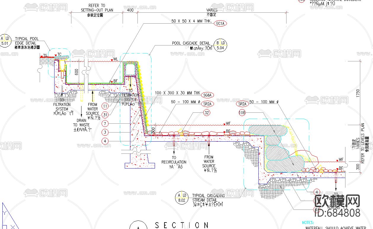 现代小区景观设计cad施工图下载（渲染图3）