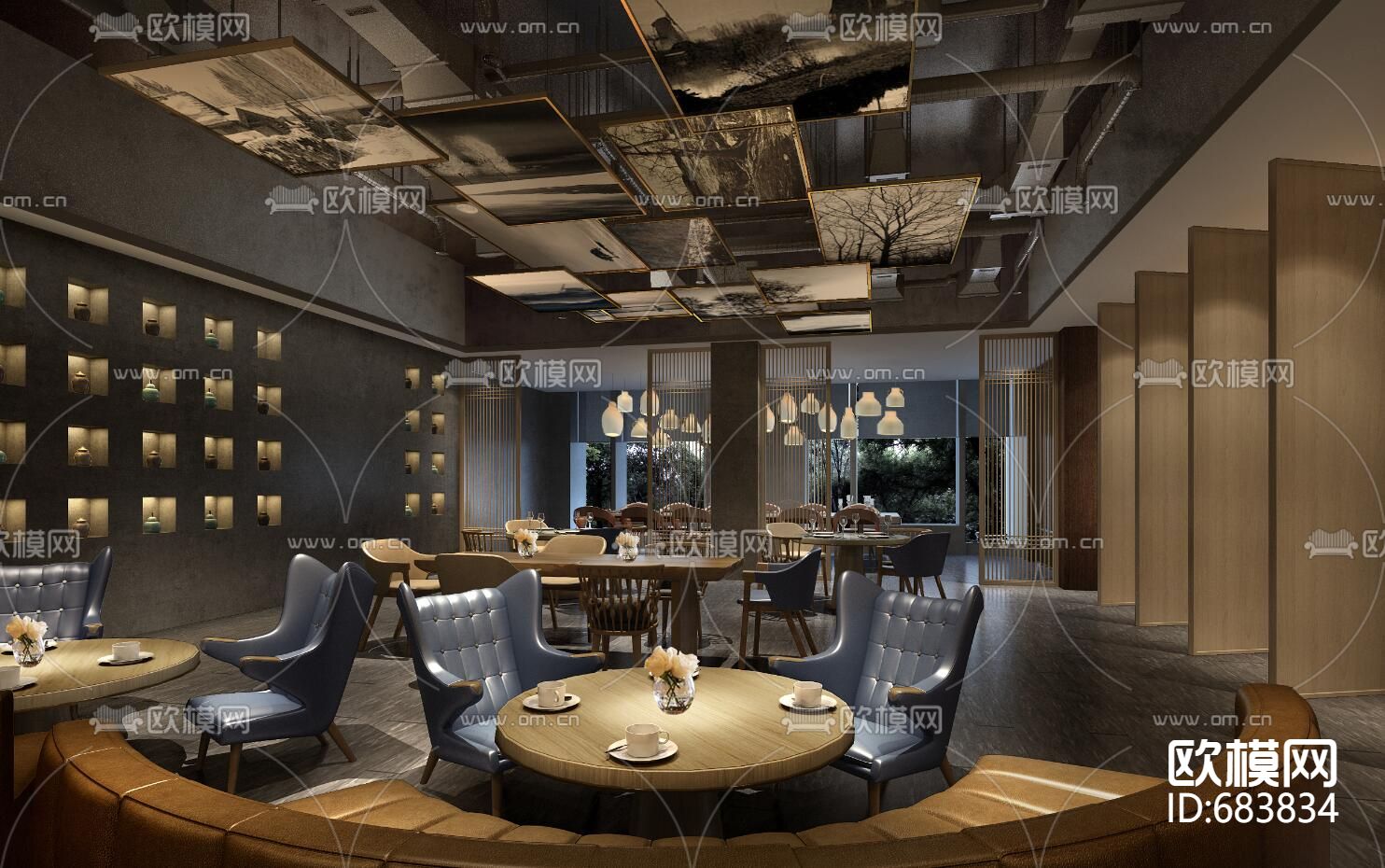 万咖金融会所全套施工图+效果图下载（渲染图2）