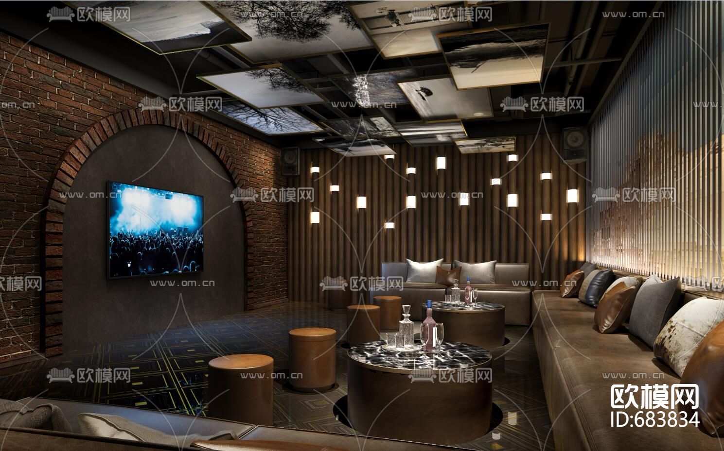 万咖金融会所全套施工图+效果图下载（渲染图5）