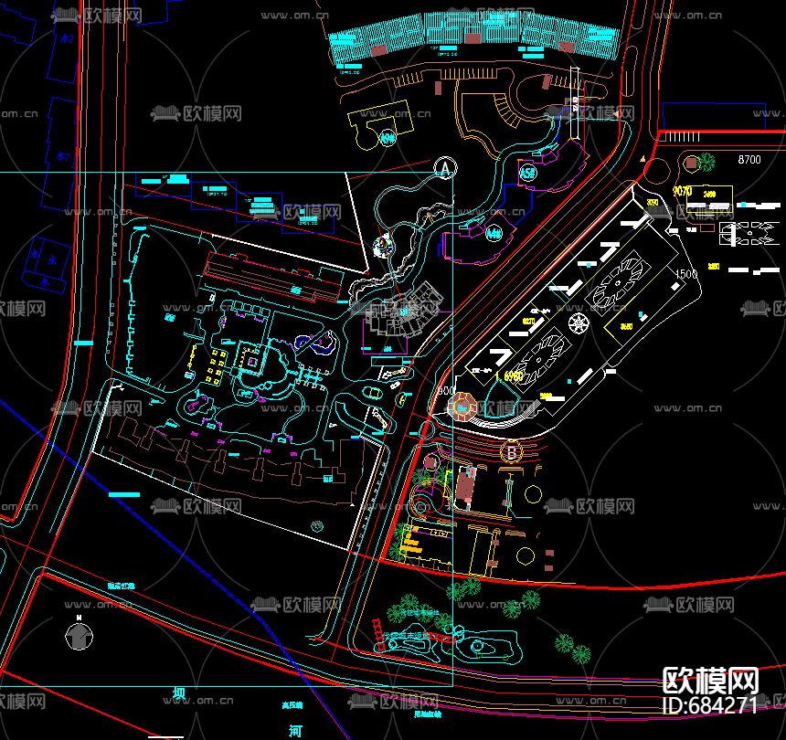 现代小区景观cad施工图-免费3dmax模型库-欧模网