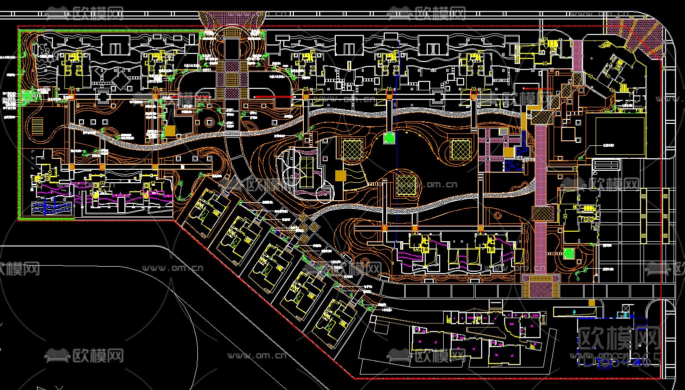 现代小区景观全套cad施工图下载（渲染图4）