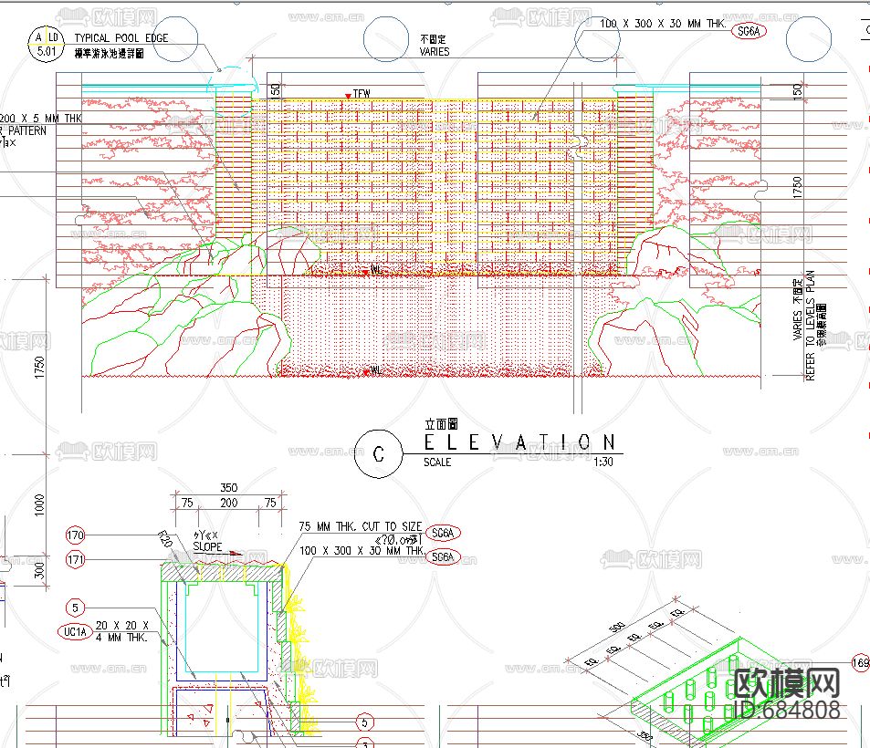 现代小区景观设计cad施工图下载（渲染图1）