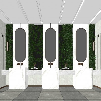  现代公共卫生间su模型 