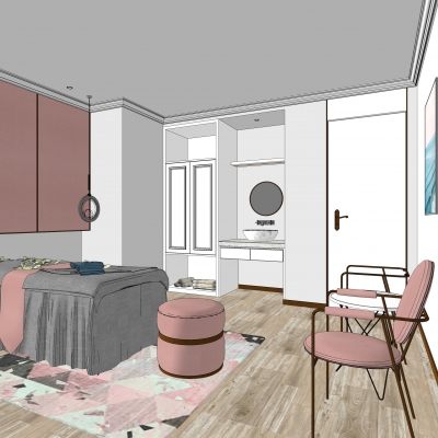  北欧美容院SPA护理室su模型 