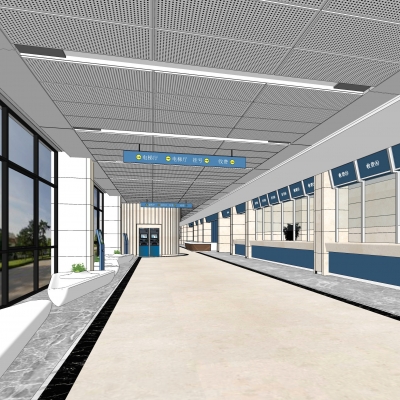  现代医院门诊大厅su模型 