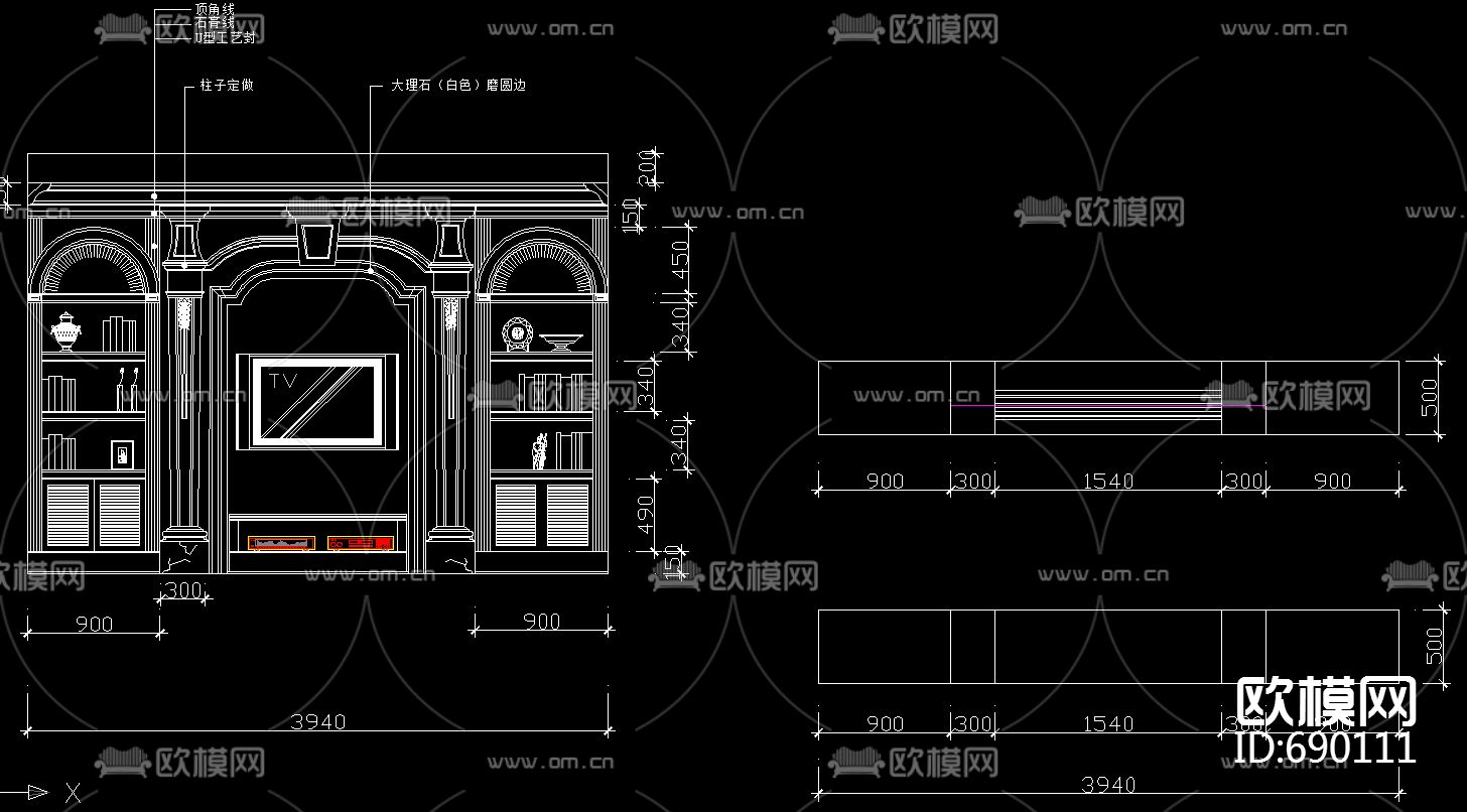 银基王朝经典欧式装修施工图下载（渲染图4）
