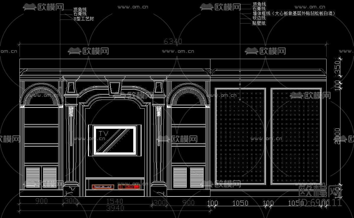银基王朝经典欧式装修施工图下载（渲染图5）
