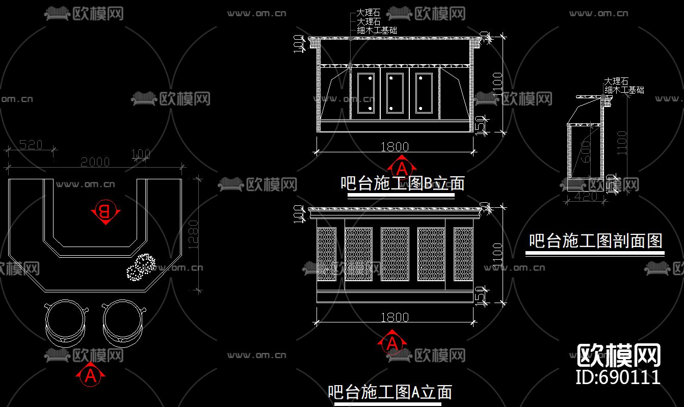 银基王朝经典欧式装修施工图下载（渲染图3）