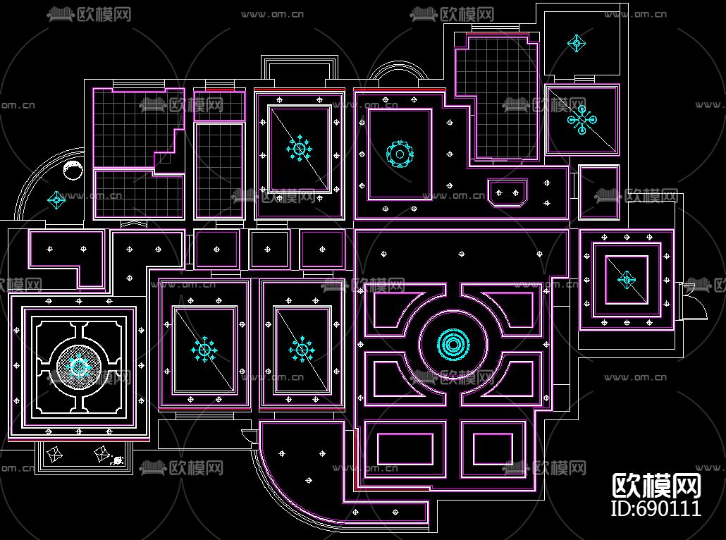 银基王朝经典欧式装修施工图下载（渲染图1）
