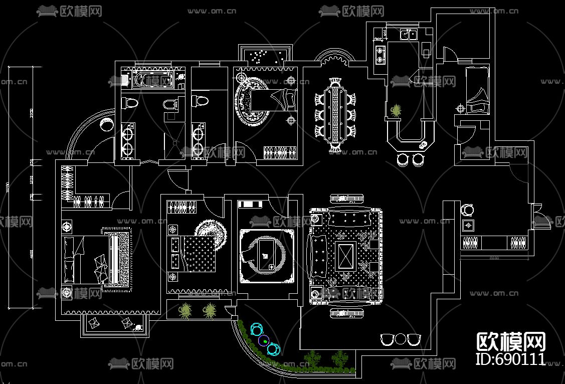 银基王朝经典欧式装修施工图下载（渲染图2）