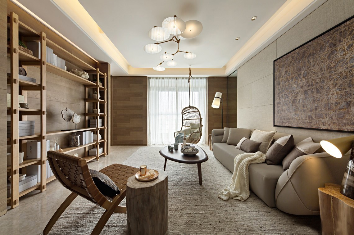 序向室内设计 自然风混搭客厅-免费3dmax模型库-欧模网