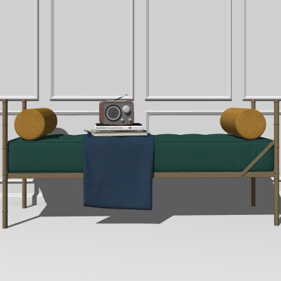  现代皮革床尾凳脚踏su模型 