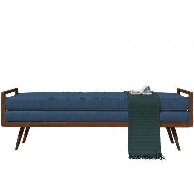  现代皮革床尾凳脚踏su模型 