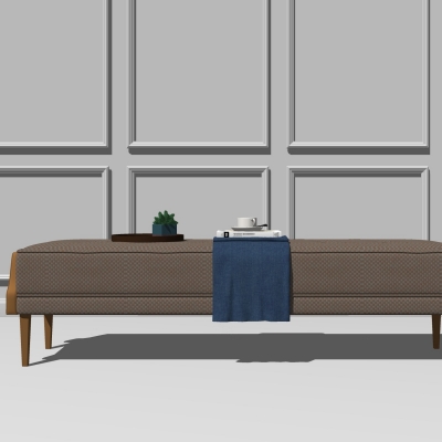  现代金属皮革床尾凳脚踏su模型 