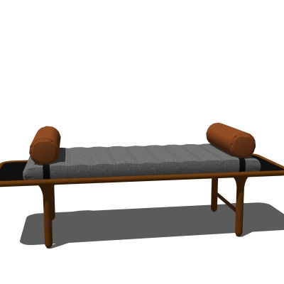  现代皮革床尾凳脚踏su模型 