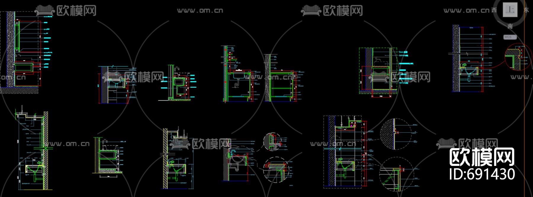 CAD卫生间洗手盆大样图下载
