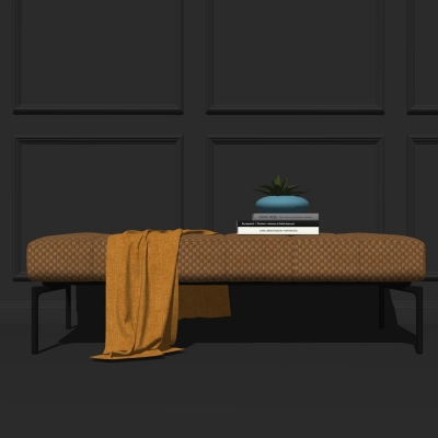  现代皮革脚踏床尾凳su模型 