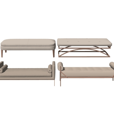  现代皮革脚踏组合su模型 