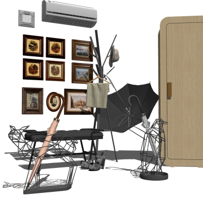  欧式皮革脚踏床尾凳su模型 