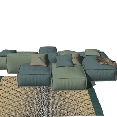  现代布艺懒人沙发su模型 