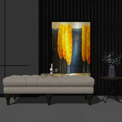  欧式布艺脚踏su模型 