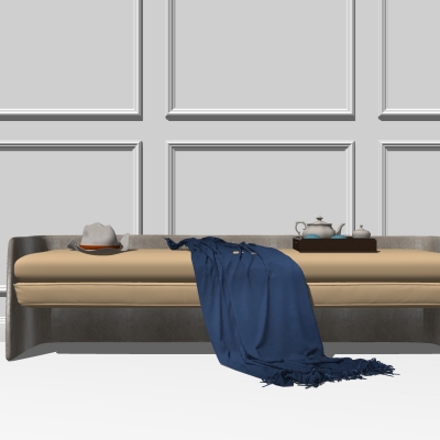  现代轻奢皮革脚踏su模型 