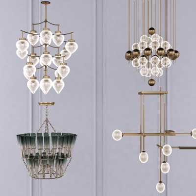 现代玻璃多头吊灯3d模型