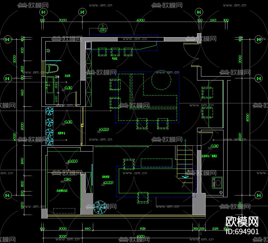 中南名庭两层SOHO办公装修CAD施工图下载（渲染图1）