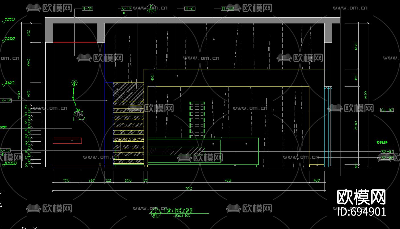 中南名庭两层SOHO办公装修CAD施工图下载（渲染图7）