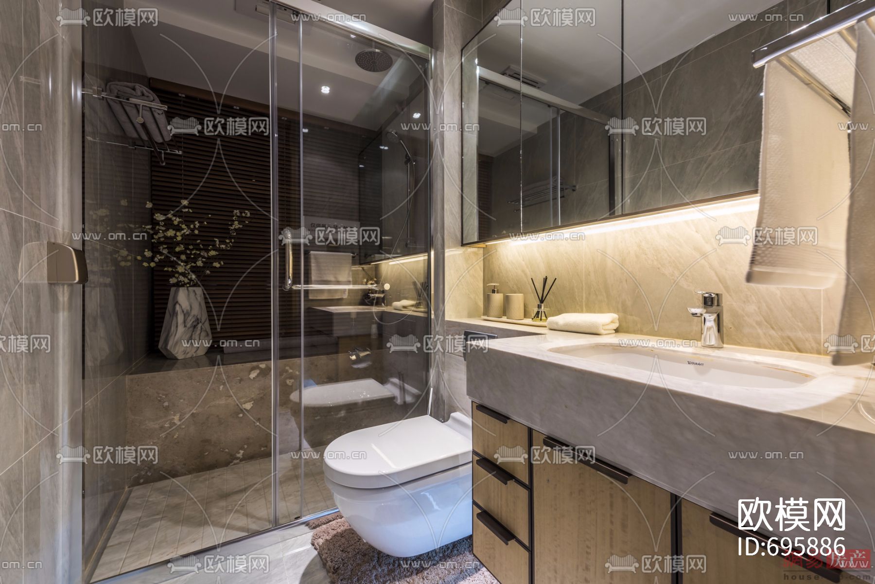 【达观设计 凌子达】上海珠江铂世·外滩界160户型下载（渲染图2）