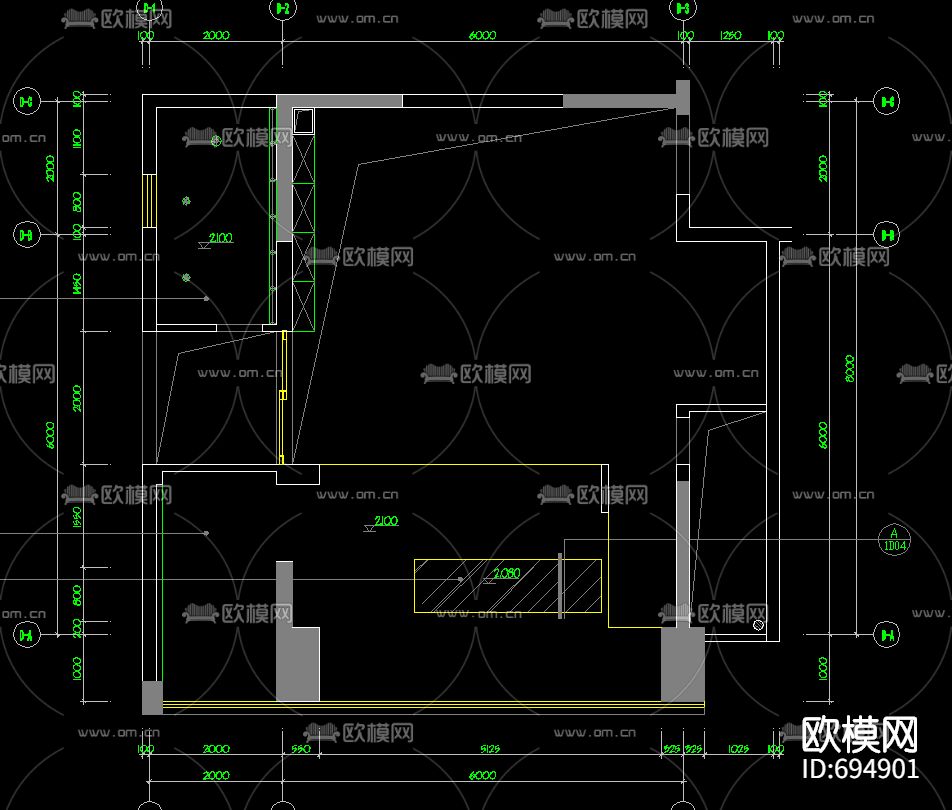 中南名庭两层SOHO办公装修CAD施工图下载（渲染图3）