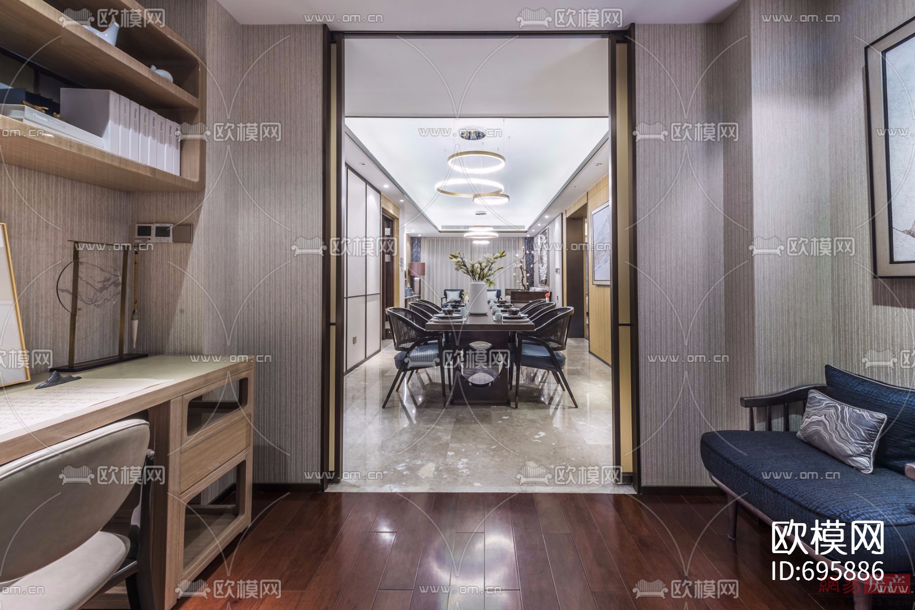 【达观设计 凌子达】上海珠江铂世·外滩界160户型下载（渲染图1）