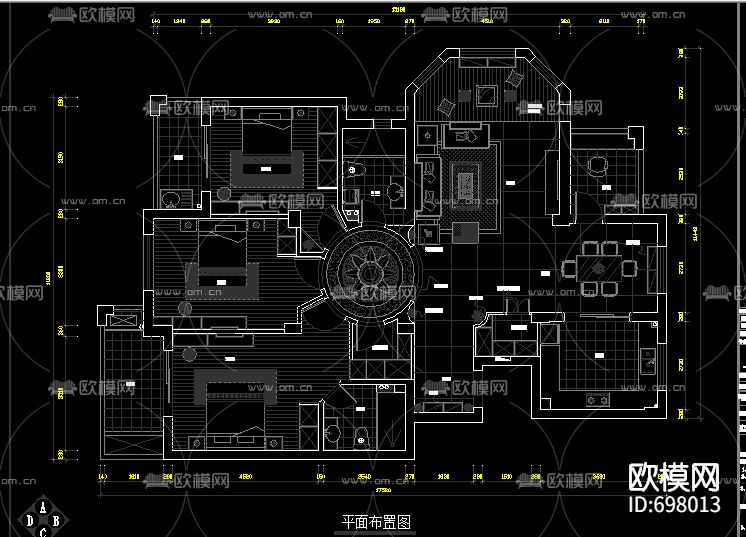 现代简约家装cad施工图下载（渲染图2）