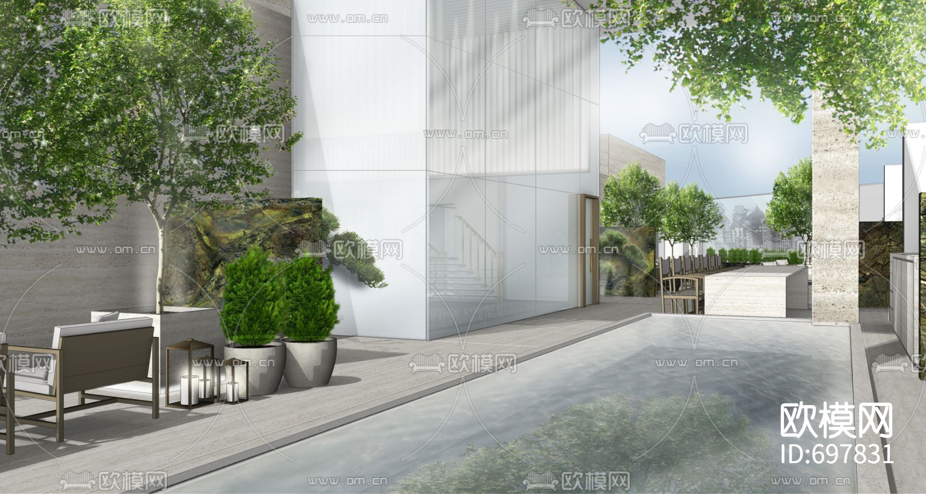 北京梵悦顶层会所cad施工图下载（渲染图7）