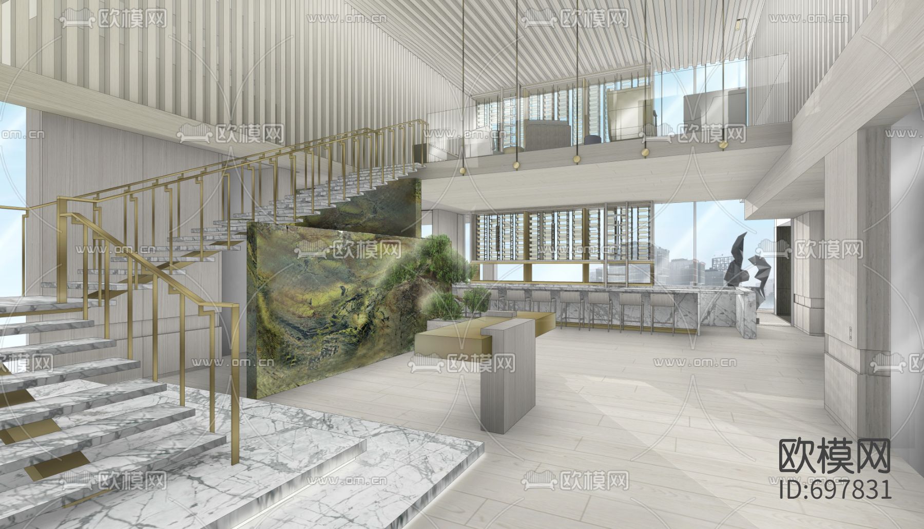 北京梵悦顶层会所cad施工图下载（渲染图6）