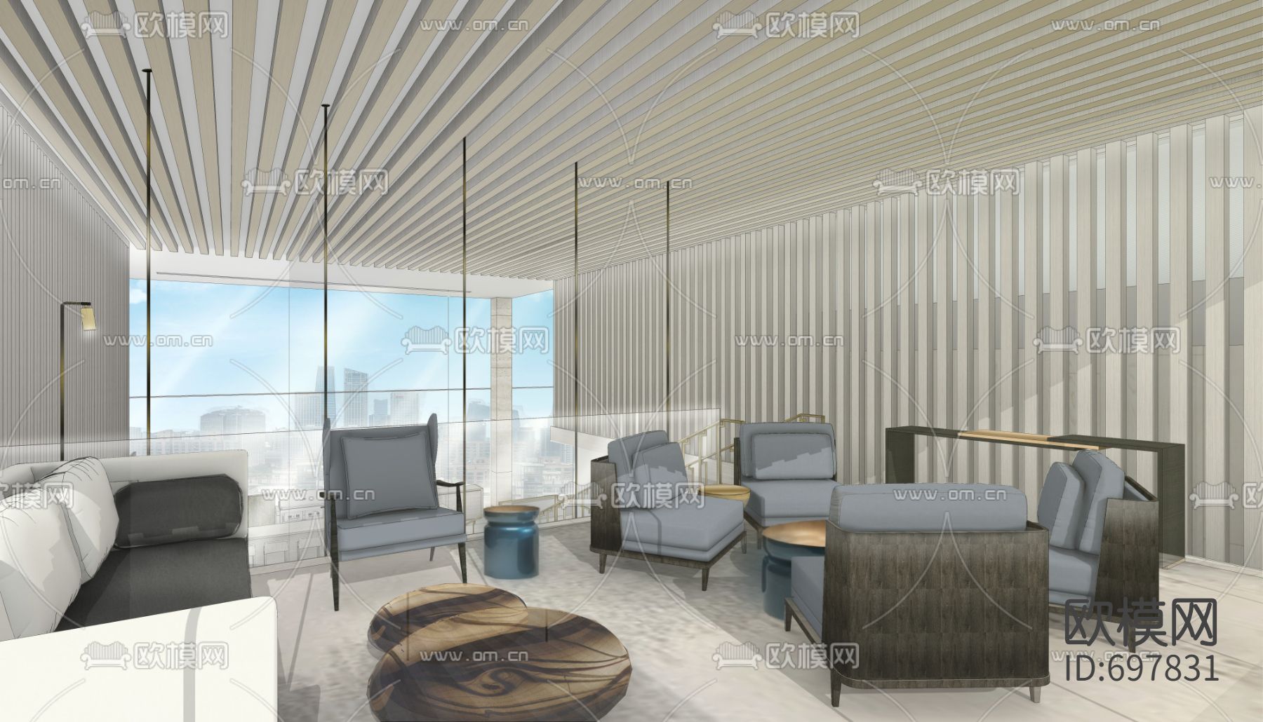 北京梵悦顶层会所cad施工图下载（渲染图5）