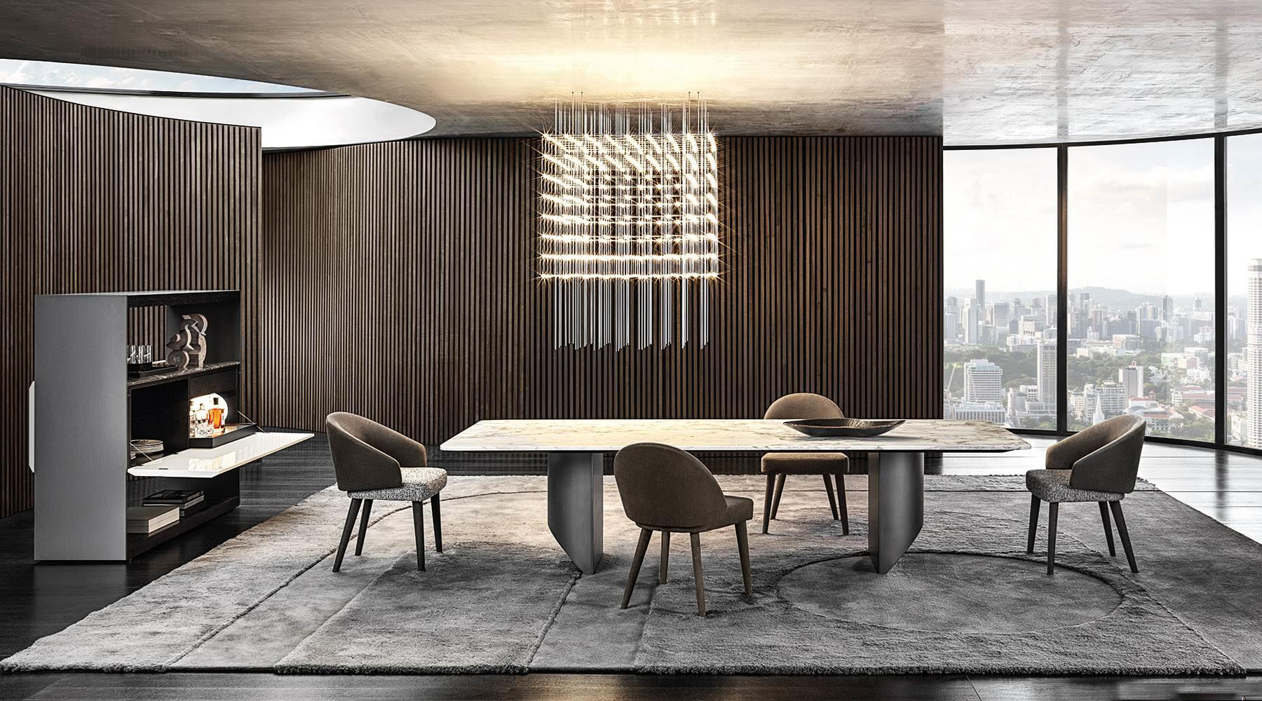 意大利minotti品牌 现代大理石餐桌椅