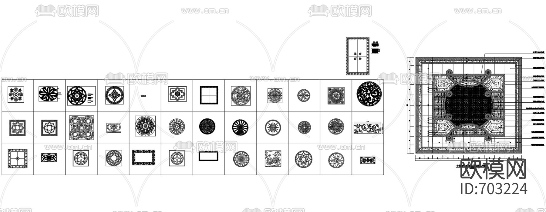 大堂吧地面拼花CAD大样图下载（渲染图1）