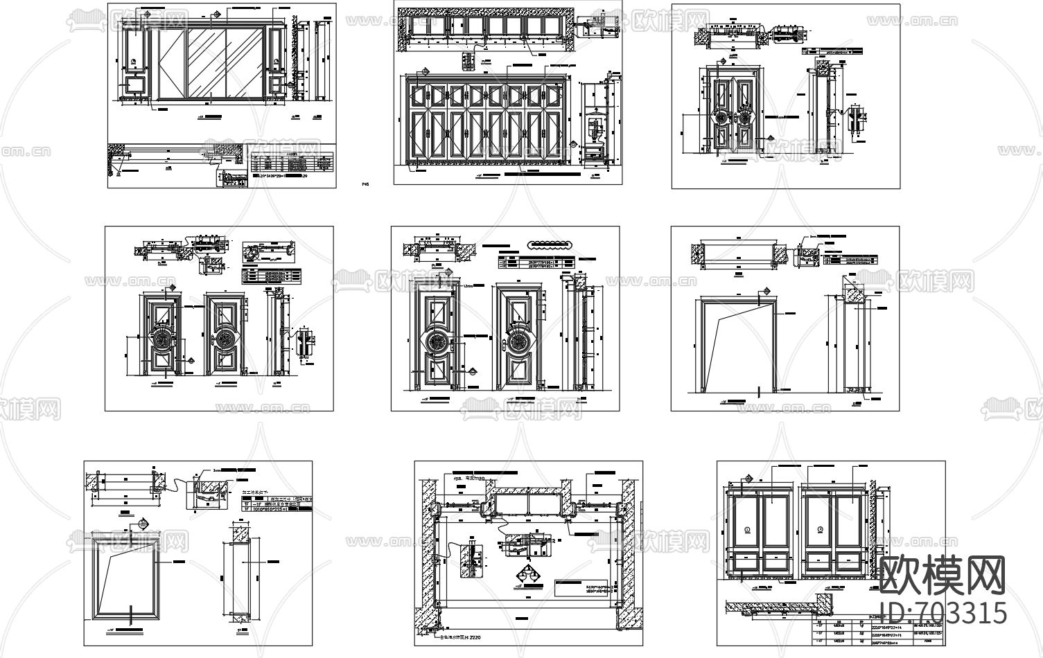 整木墙板CAD大样图下载（渲染图3）